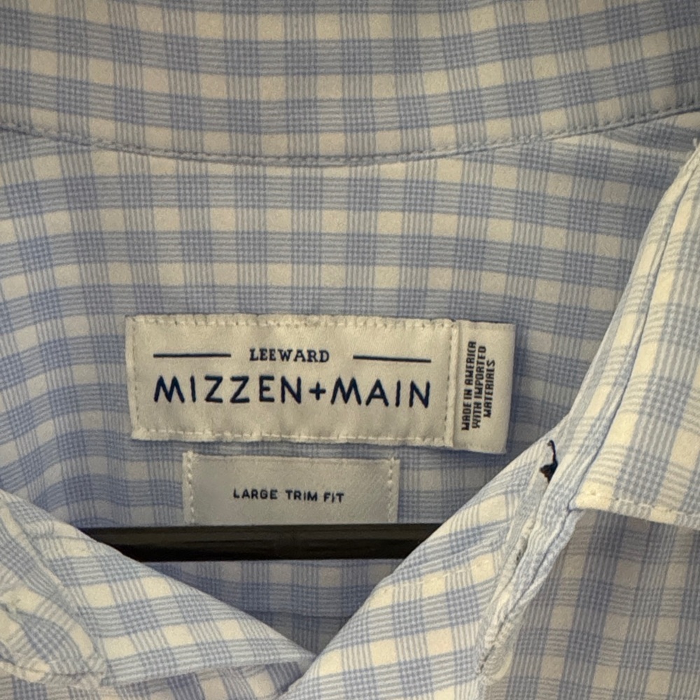 Mizzen+Main Men's Light Blue Plaid Shirt